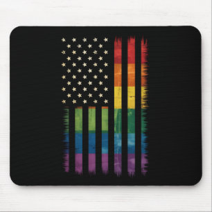 American USA Flag Rainbow Pride Gay Lesbian LGBTQ Mouse Mat