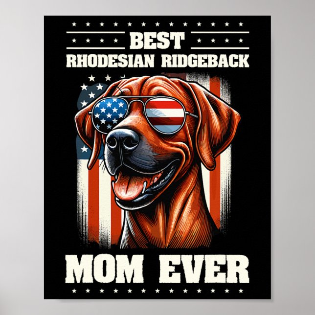 American Usa Flag Rhodesian Ridgeback 4th Of July  Poster (Front)