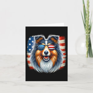 American Usa Flag Shetland Sheepdog Sheltie 4th Of Card