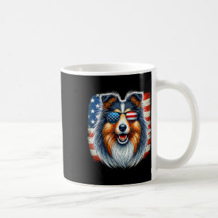 American Usa Flag Shetland Sheepdog Sheltie 4th Of Coffee Mug