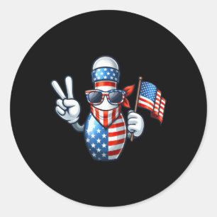 American Usa Flag Sungles 4th Of July Bowler  Classic Round Sticker