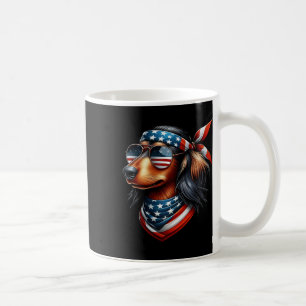 American Usa Flag Sungles 4th Of July Dachshund  Coffee Mug