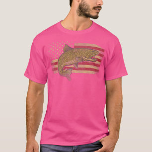 American Usa Flag Vintage Trout Fishing Fisherman T-Shirt