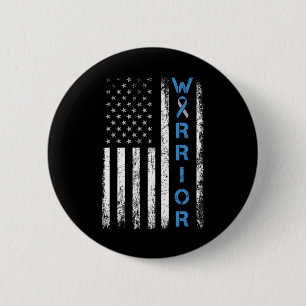 American Usa Flag Warrior - Type 1 Diabetes Awaren 6 Cm Round Badge