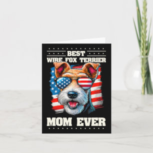 American Usa Flag Wire Fox Terrier 4th Of July Pat Card