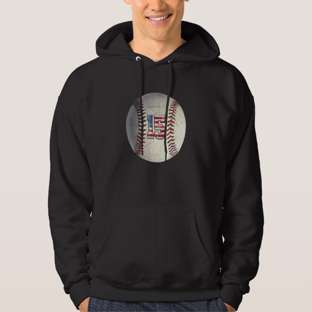 American USA Flag With Retro 15 Baseball Number 15 Hoodie (Front)