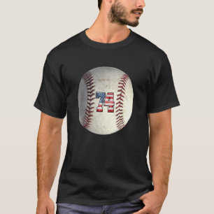 American USA Flag With Retro 74 Baseball Number 74 T-Shirt