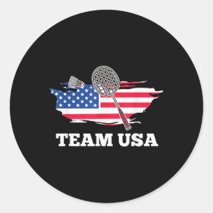 American Usa Team Shuttle Racket Badminton Player  Classic Round Sticker