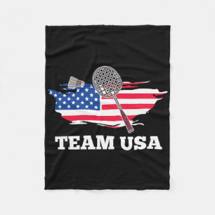 American Usa Team Shuttle Racket Badminton Player  Fleece Blanket