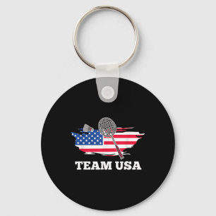 American Usa Team Shuttle Racket Badminton Player Key Ring