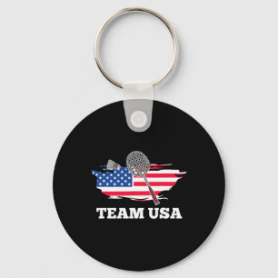 American Usa Team Shuttle Racket Badminton Player Key Ring