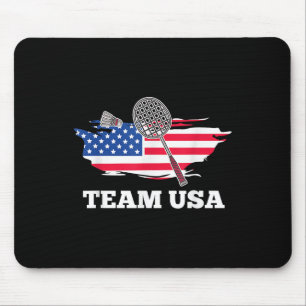 American Usa Team Shuttle Racket Badminton Player Mouse Mat
