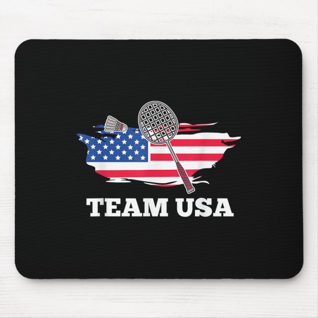 American Usa Team Shuttle Racket Badminton Player  Mouse Mat (Front)