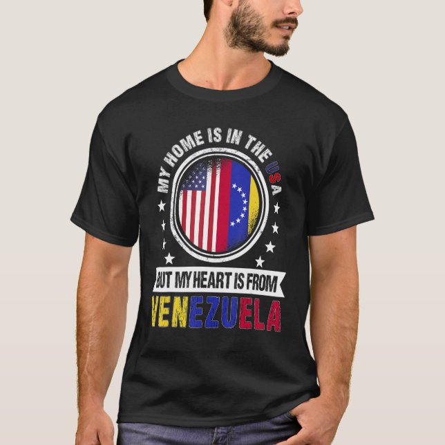 American Venezuelan Flag Heart Venezuela American  T-Shirt (Front)