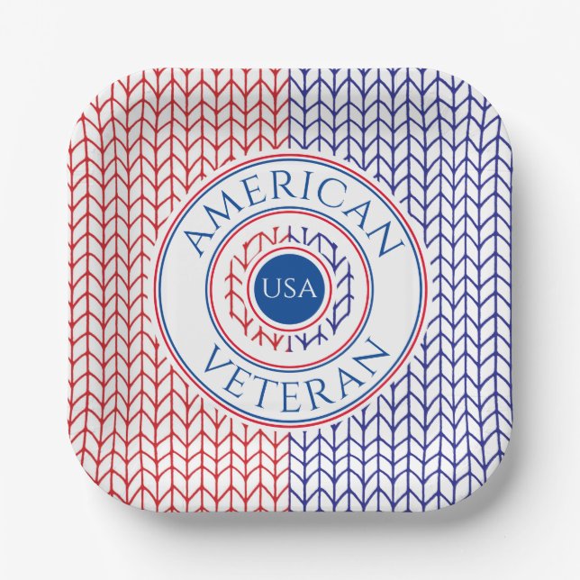 AMERICAN VETERAN 7" Square Paper Plates (Front)