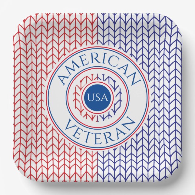 AMERICAN VETERAN 9" Square Paper Plates (Front)