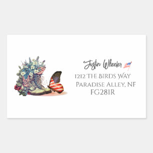 American Veteran Boots Flag Calligraphy Rectangular Sticker