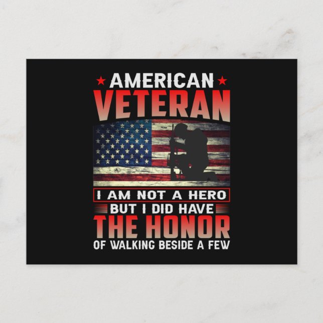 American Veteran I Am Not A Hero Invitation Postcard (Front)