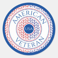 AMERICAN VETERAN Large Round Stickers / Blue