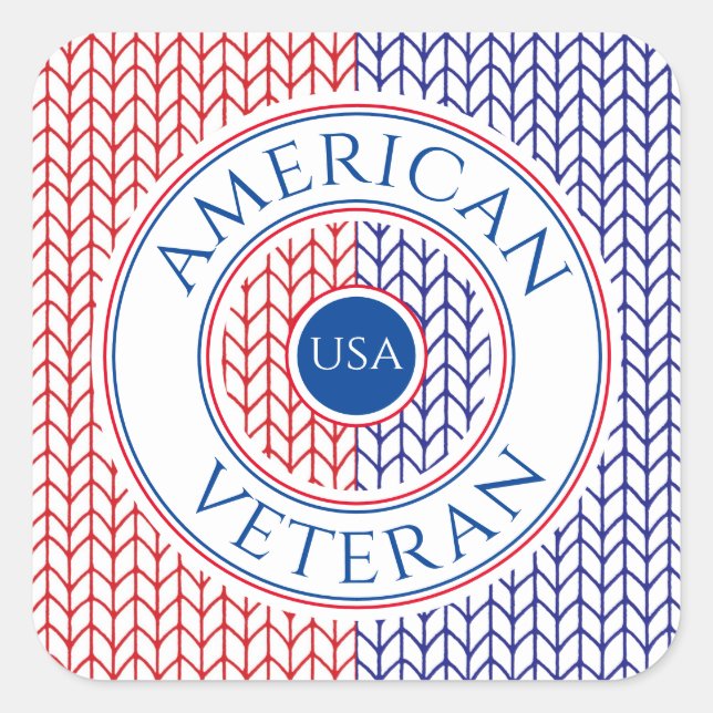 AMERICAN VETERAN Large Square Stickers  (Front)