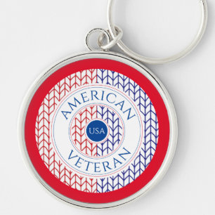 AMERICAN VETERAN Premium Round Keychain (red)
