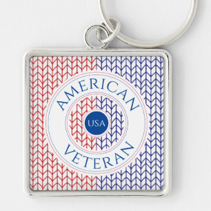 AMERICAN VETERAN Premium Square Keychain 