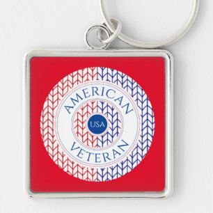 AMERICAN VETERAN Premium Square Keychain (red)