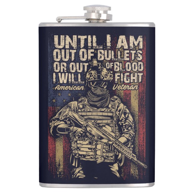 American Veteran Quote Hip Flask (Front)