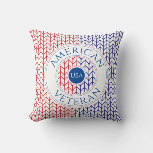 AMERICAN VETERAN Square Throw Pillow / Red