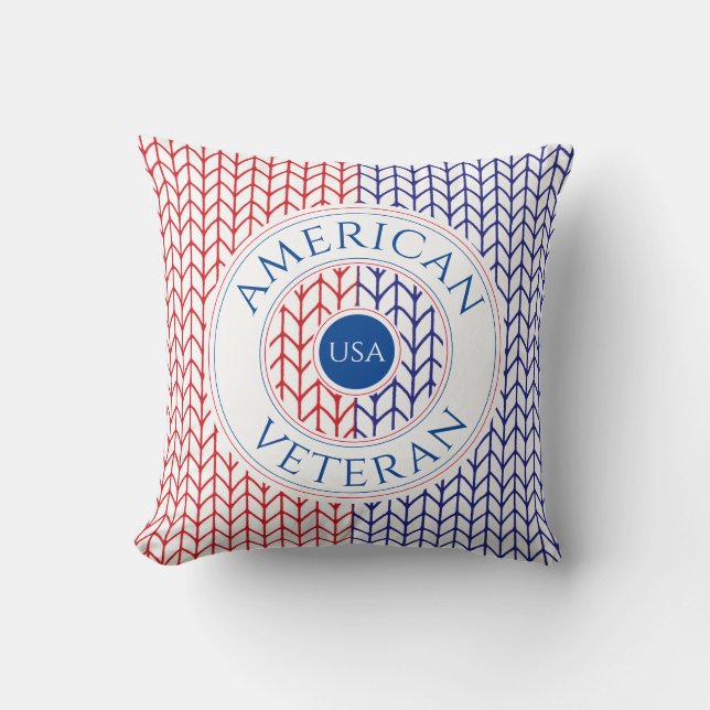 AMERICAN VETERAN Square Throw Pillow / Red (Front)