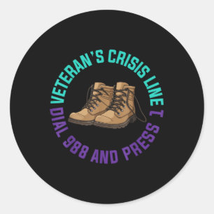 American Veteran Suicide Awareness Month Gift 988 Classic Round Sticker