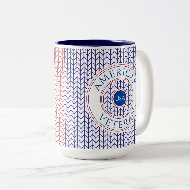 AMERICAN VETERAN Tall Navy Two-Tone Mug (Front Right)