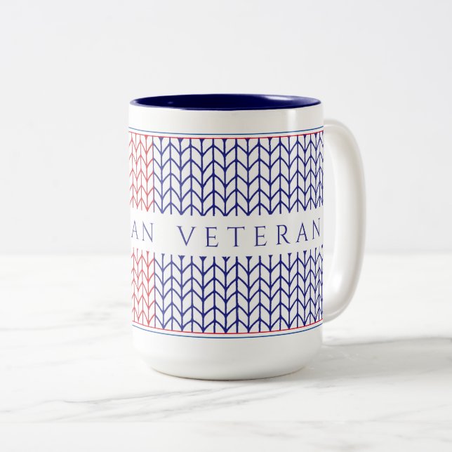 "AMERICAN VETERAN" Tall Navy Two-Tone Mug (Front Right)