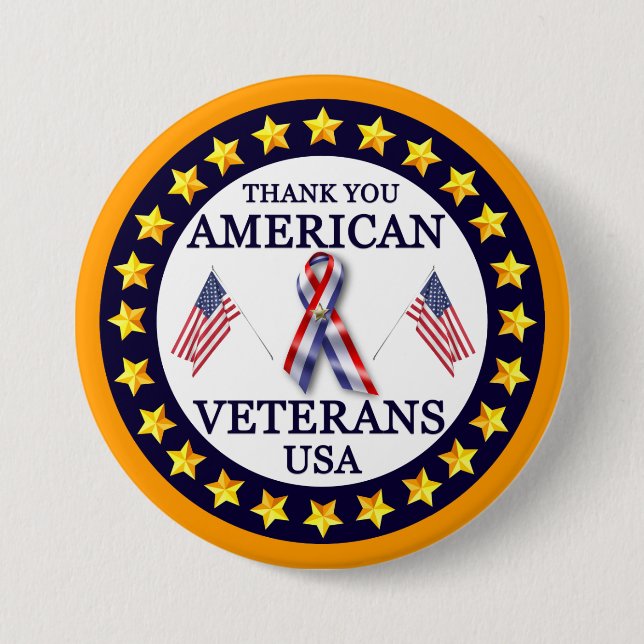 American Veterans 2 7.5 Cm Round Badge (Front)
