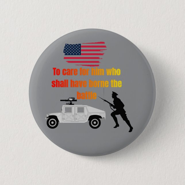 American veterans grey 6 cm round badge (Front)