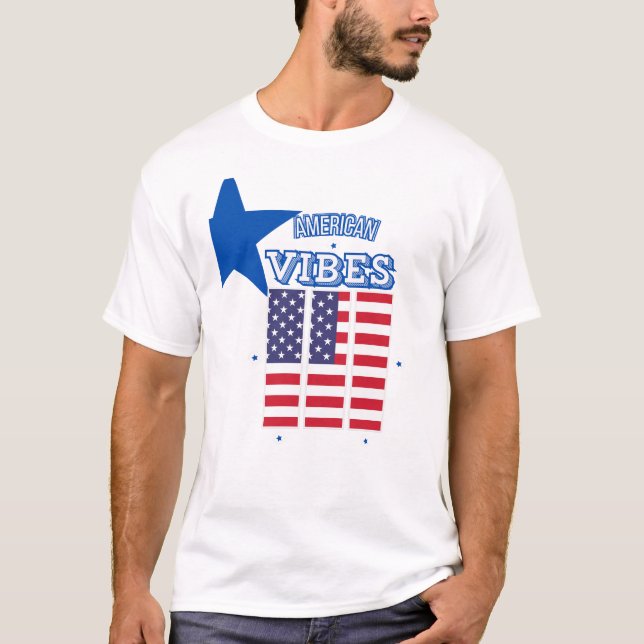 American Vibes USA Flag | Patriotic Stars & Stripe T-Shirt (Front)