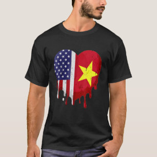 American Vietnamese Heritage Month Flag Heart T-Shirt
