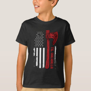 American Viking Axe Flag - Til Valhalla - Norse My T-Shirt