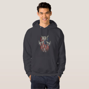 American Viking. Flag, Distressed, Helmet, Axe Hoodie