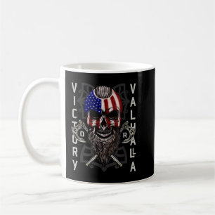 American Viking Victory Valhalla Axe & Skull Flag Coffee Mug