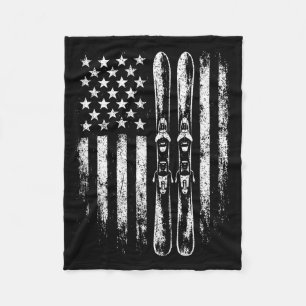 American vintage skiing ski winter mountain usaAme Fleece Blanket