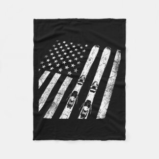 American vintage skiing ski winter mountain usaAme Fleece Blanket