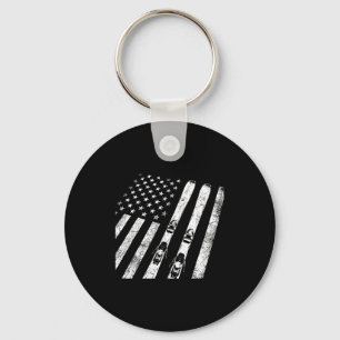 American vintage skiing ski winter mountain usaAme Key Ring