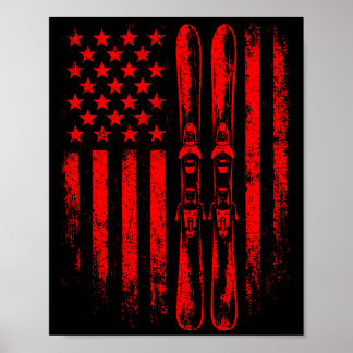 American vintage skiing ski winter mountain usaAme Poster