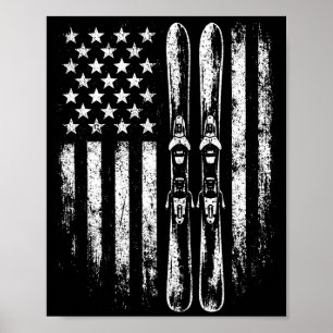 American vintage skiing ski winter mountain usaAme Poster