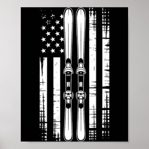 American vintage skiing ski winter mountain usaAme Poster