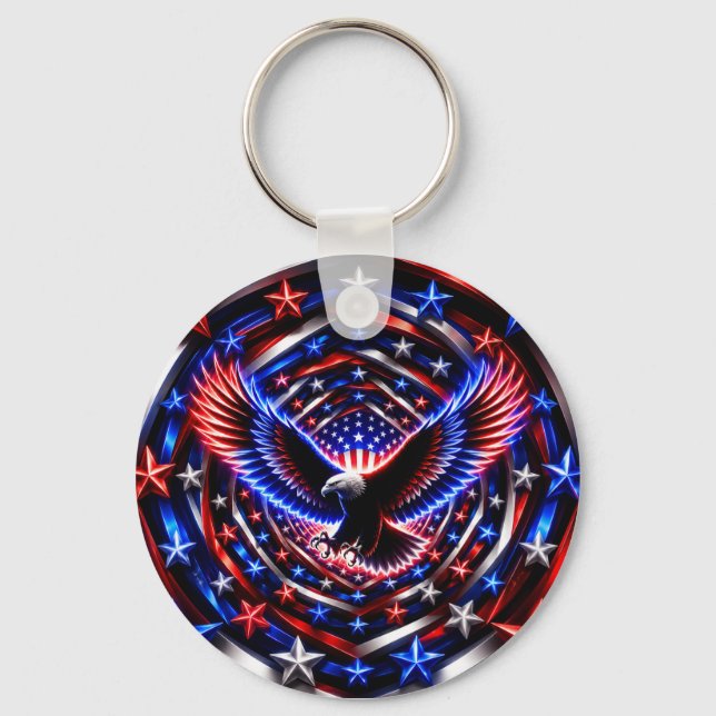 American Vision Spiral – Patriotic Eagle Optical I Key Ring (Front)