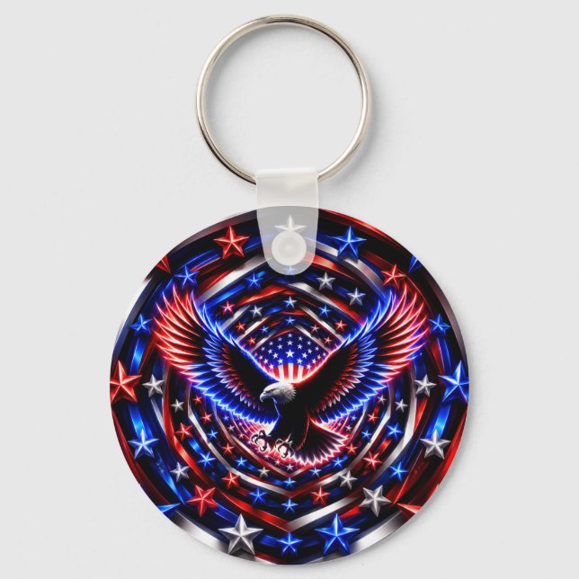 American Vision Spiral – Patriotic Eagle Optical I Key Ring (Front)