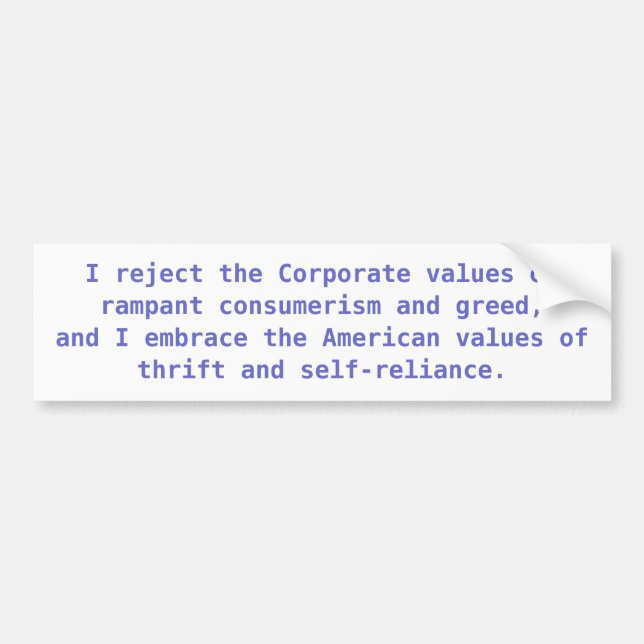 American vs. Corporate Values Bumper Sticker (Front)