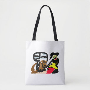 American Water Spaniel and lady walking Tote Bag